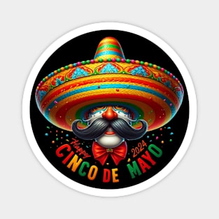 Happy Cinco de Mayo 2024 Vintage Sombrero Bigote Magnet